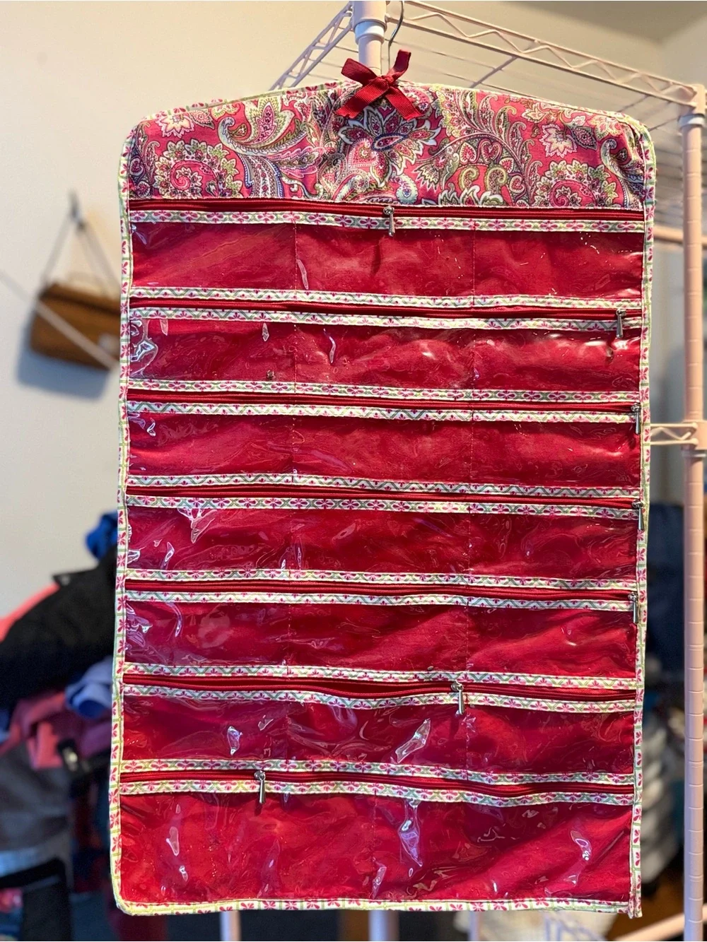 Hanging Jewelry Organizer - Pink Paisley